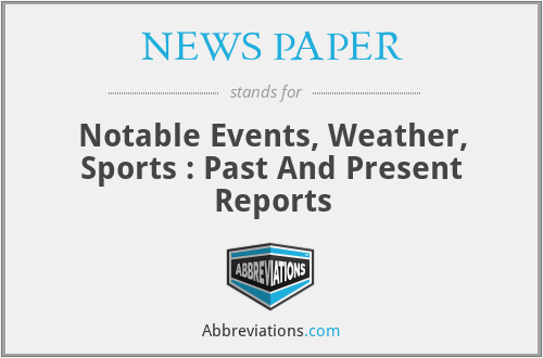 NEWS PAPER - Notable Events, Weather, Sports : Past And Present Reports
